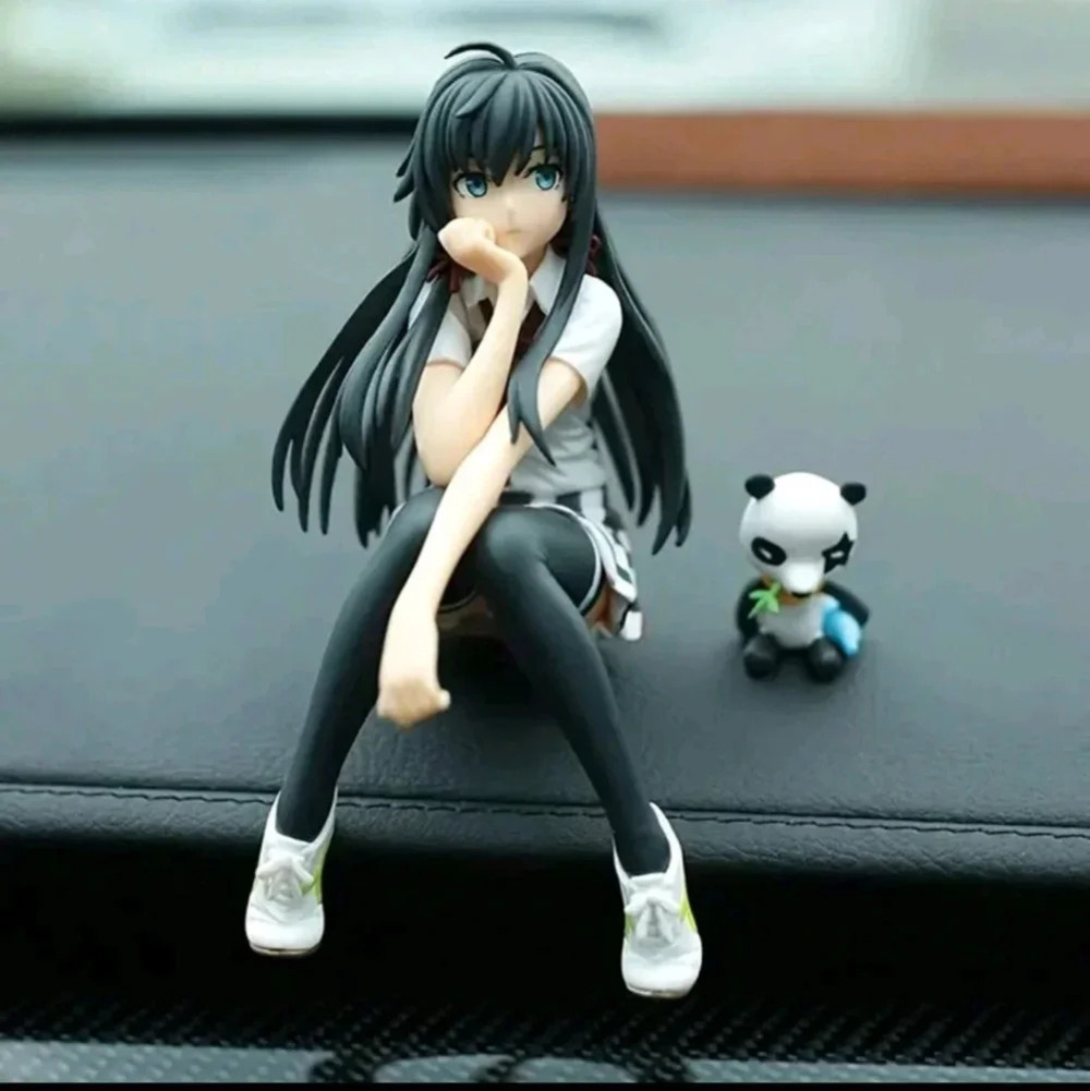 Cute kawaii anime girl black hair figure manga bear decor accessories women